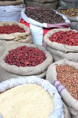 Spices at the indian spice market in Delhi
