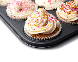 Homemade Cupcakes on a Baking Tray