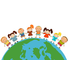 cartoon earth with kids