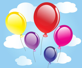 vector background with sky and balloons