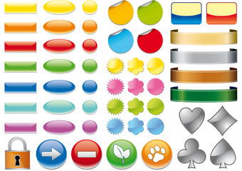 Pulsanti e icone web 3D vari colori