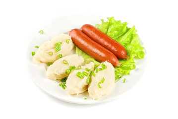 Cutlets from potato and sausage