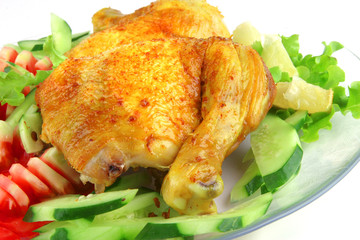 served grilled chicken leg