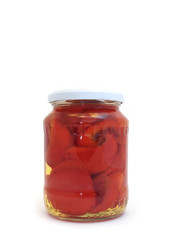 Sweet Red Peppers in Glass Jar