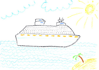 Cruise ship - child illustration