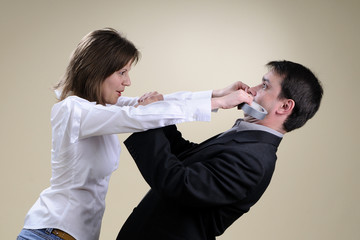 aggressive woman in office