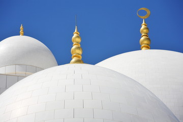 Fototapeta na wymiar Domes of Sheikh Zayed Mosque in Abu Dhabi, UAE