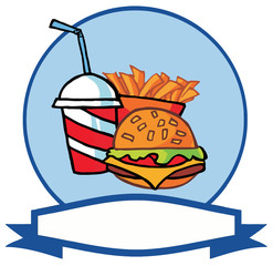Cartoon Hamburger Drink And French Fries