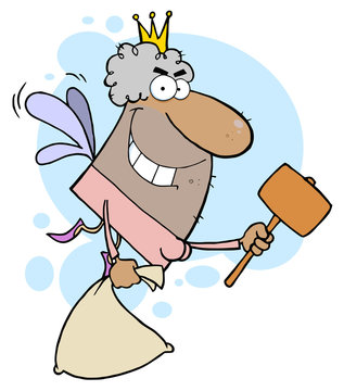 African American Tooth Fairy With A Mallet And Bag