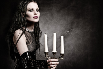 gothic girl with candles - 21608355