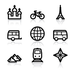 Black contour travel set 2 web icons V2