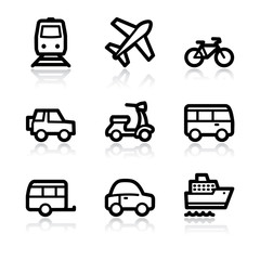 Black contour transport web icons V2