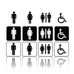 symbols for toilet, washroom, restroom, lavatory.