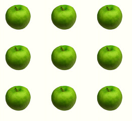 Green apples on white background
