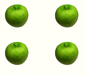 Green apples on white background