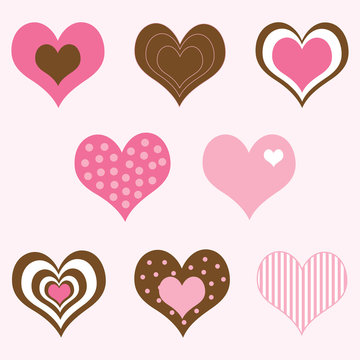 Brown and Pink Hearts Set