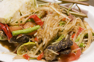 Som tam, spicy papaya salad from Thailand