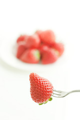 Strawberry that sticks in fork
