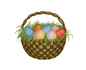 basket with Easter eggs