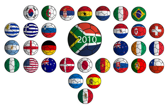 balones banderas equipos participantes mundial 2010