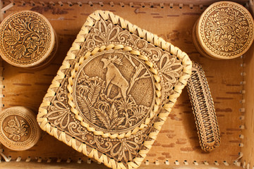 wooden caskets in souvenir's shop
