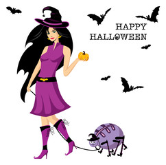 Beautiful witch with pumpkin