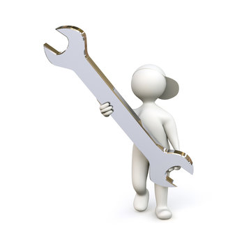 3D Man with Screw-Wrench