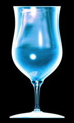blue glass on the black background