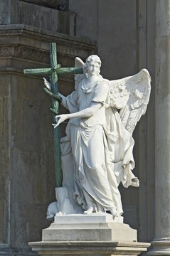 angel marble sculpture with the cross, Vienna