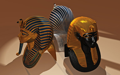 Three pharaoh death masks