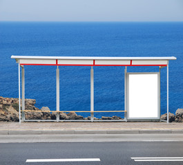Bus stop with advertising board