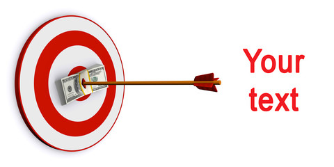 Arrow hit 100 US dollars stack