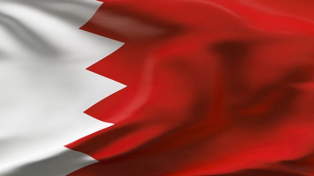Creased Bahrain flag in wind in slow motion