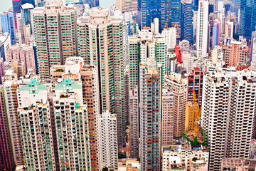 Panoramic Skyline of Hong Kong City from the Peak