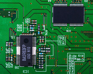 Closeup of electronic circuit board