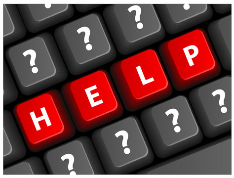 HELP Keys on Keyboard (FAQ Question Marks Support Hotline Button