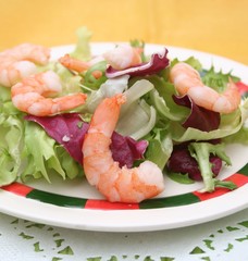 Salat mit Garnelen