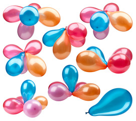 Colorful balloons isolated on white background with path