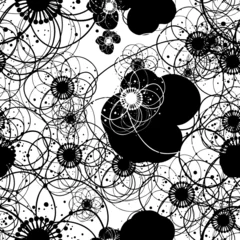 Cercles muraux Fleurs noir et blanc Vector Retro Floral (motif sans couture)