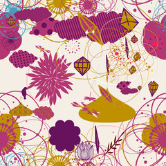Vector Retro Floral (Seamless Pattern)