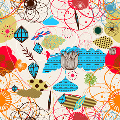 Vector Retro Floral (Seamless Pattern)