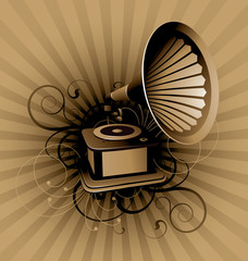Retro abstract with gramophone