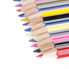 Fototapeta premium Color pencils on white background.