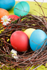 Easter eggs in a nest.