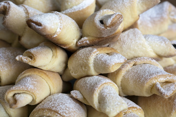 Home made crescent rolls stuffed with plum jam