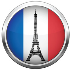 Vector icon (button). Silhouette Eiffel Tower.