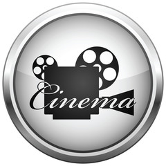 Vector icon (button). The Videocamera silhouette.