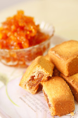 Chinese dessert, cake with pineapple flavor