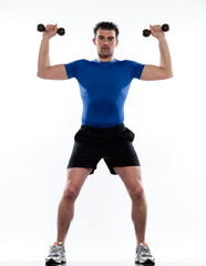 man doing workout on white isolated background