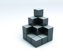 pyramid of cubes isolated 3d model